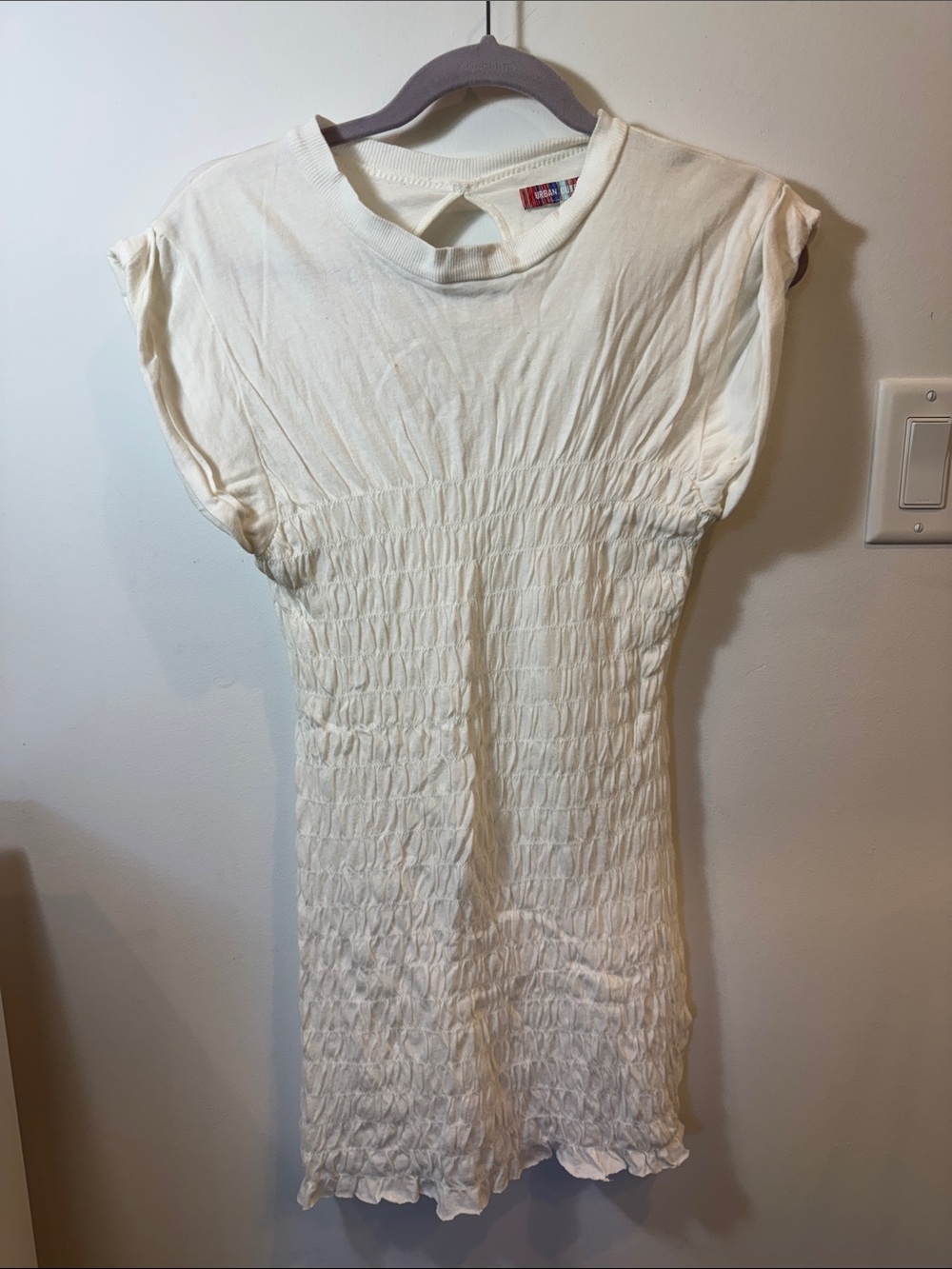 Urban Outfitters Ivory Smocked Mini Dress
